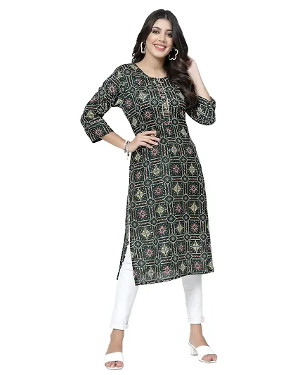 Stylish Cotton Straight Floral Printed Kurti