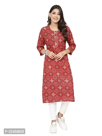 Printed Cotton Floral Kurti for Women-thumb0