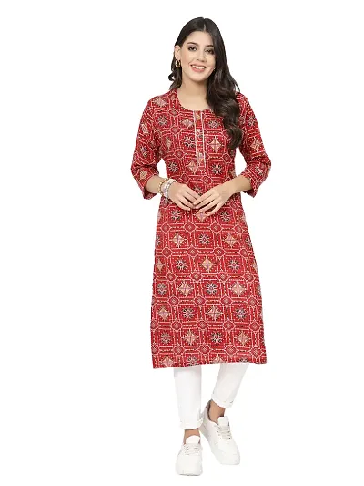 Stylish Cotton Straight Floral Printed Kurti