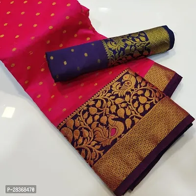 Elegant Pink Cotton Silk Banarasi Silk Woven Design Saree With Blouse Piece
