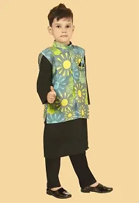 Boys Festive  Party Kurta, Waistcoat and Pyjama Set  (Black Pack of 1)-thumb1