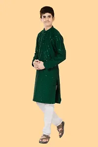 Boys Festive  Party Kurta and Pyjama Set  (Green Pack of 1)-thumb1