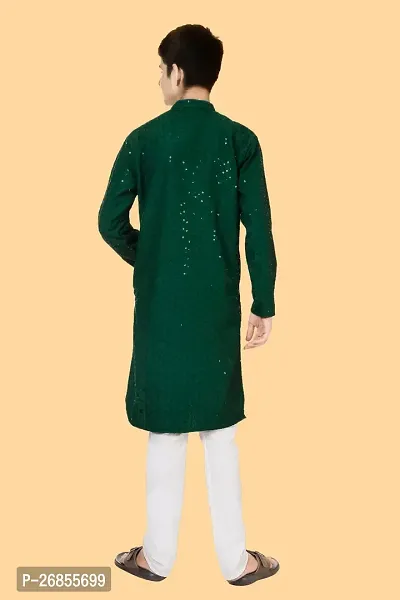 Boys Festive  Party Kurta and Pyjama Set  (Green Pack of 1)-thumb3