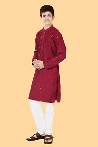 Boys Festive  Party Kurta and Pyjama Set  (Maroon Pack of 1)-thumb1