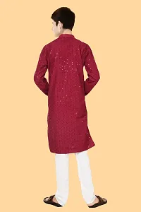 Boys Festive  Party Kurta and Pyjama Set  (Maroon Pack of 1)-thumb2