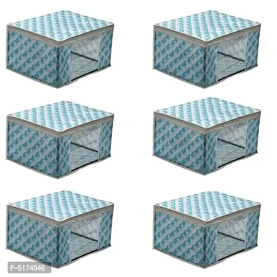 Essential No-Woven Turquoise Printed Organizer Bag ( Set Of 6 )