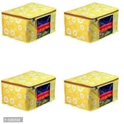 Fancy Yellow Non Woven Saree Covers (Pack Of 4)-thumb0