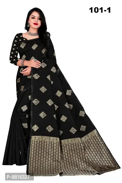 Trendy Chanderi Silk Saree with Blouse Piece for Women-thumb0