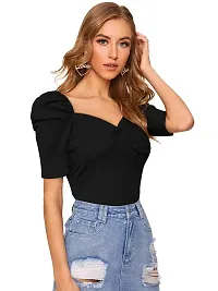 Elegant Black Polyester Solid Top  For Women-thumb1