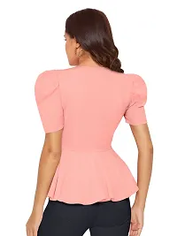 Elegant Pink Polyester Solid Regular Length Top For Women-thumb3