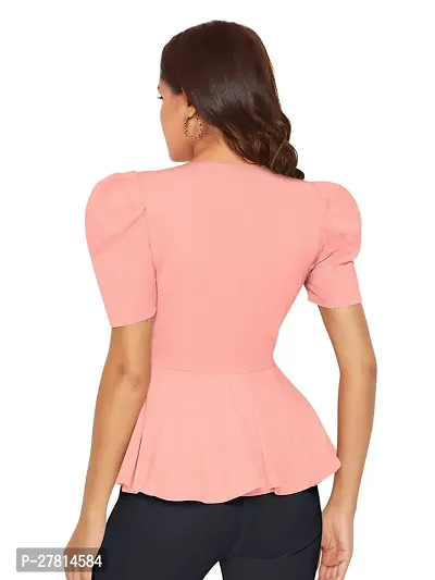 Elegant Pink Polyester Solid Regular Length Top For Women-thumb4