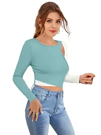 Elegant Multicoloured Polyester Colourblocked Crop Length Top For Women-thumb1