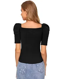 Elegant Black Polyester Solid Top  For Women-thumb3