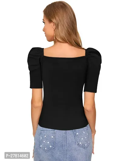 Elegant Black Polyester Solid Top  For Women-thumb4