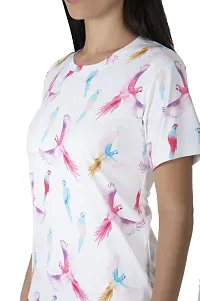 Elegant White Polyester Printed Tshirt For Women-thumb1