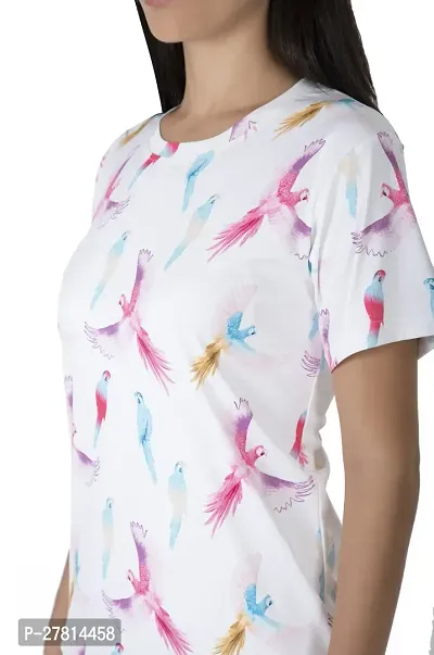 Elegant White Polyester Printed Tshirt For Women-thumb2