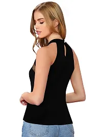 Elegant Black Polyester Solid Top  For Women-thumb3