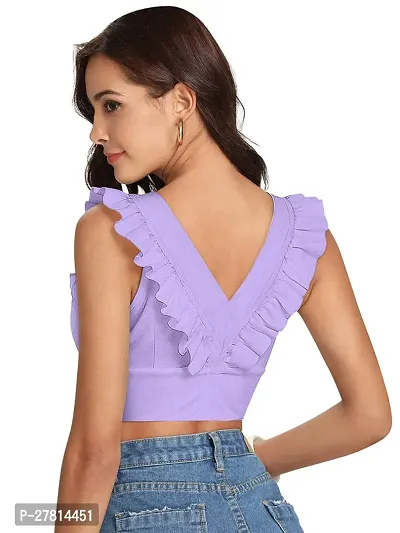 Elegant Purple Polyester Solid Crop Length Top For Women-thumb4