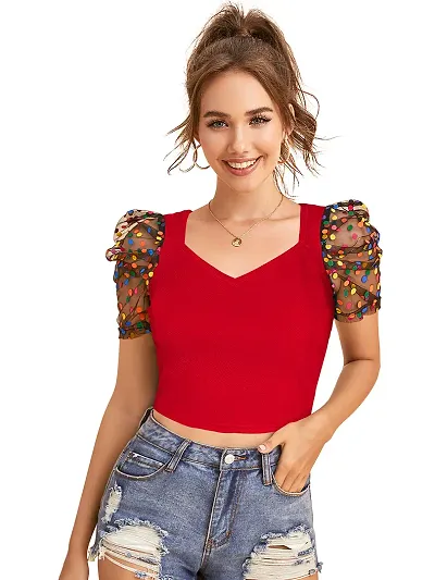 Classic Solid Crop Tops For Women