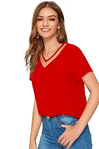 Elegant Red Polyester Solid Top  For Women-thumb1