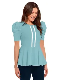 Elegant Green Polyester Solid Regular Length Top For Women-thumb1