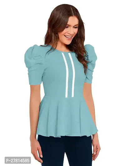 Elegant Green Polyester Solid Regular Length Top For Women-thumb2