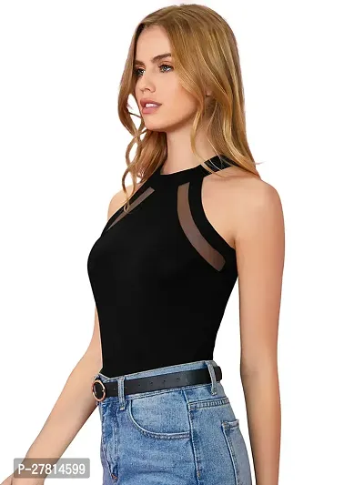 Elegant Black Polyester Solid Top  For Women-thumb2