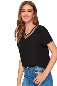 Elegant Black Polyester Solid Top  For Women-thumb1