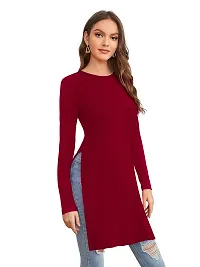 Elegant Maroon Polyester Solid Regular Length Top For Women-thumb1