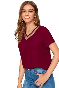 Elegant Maroon Polyester Solid Top  For Women-thumb1