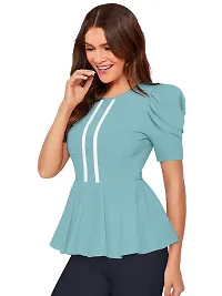 Elegant Green Polyester Solid Regular Length Top For Women-thumb2