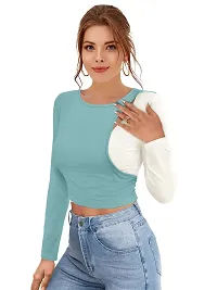 Elegant Multicoloured Polyester Colourblocked Crop Length Top For Women-thumb2