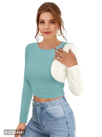 Elegant Multicoloured Polyester Colourblocked Crop Length Top For Women-thumb3