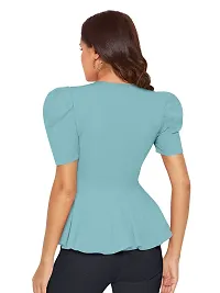 Elegant Green Polyester Solid Regular Length Top For Women-thumb3