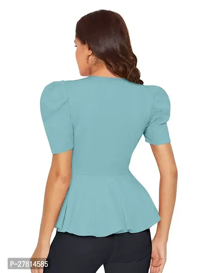 Elegant Green Polyester Solid Regular Length Top For Women-thumb4