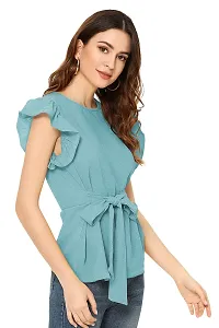 Elegant Green Polyester Solid Regular Length Top For Women-thumb1