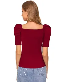 Elegant Maroon Polyester Solid Top  For Women-thumb3