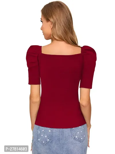 Elegant Maroon Polyester Solid Top  For Women-thumb4