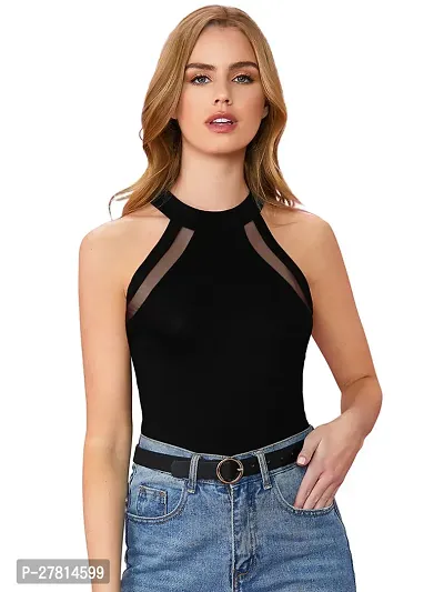 Elegant Black Polyester Solid Top  For Women-thumb0