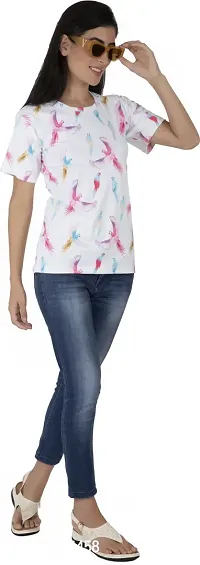 Elegant White Polyester Printed Tshirt For Women-thumb0