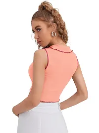 Elegant Pink Polyester Solid Crop Length Top For Women-thumb3