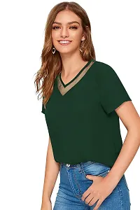 Elegant Green Polyester Solid Top  For Women-thumb1