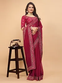 Beautifull Georgette Embroidery Saree With Beautiful Lace And Blouse-thumb2