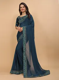 Beautifull Georgette Embroidery Saree With Beautiful Lace And Blouse-thumb2