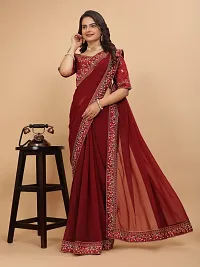 Beautifull Georgette Embroidery Saree With Beautiful Lace And Blouse-thumb2