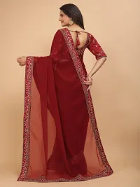 Beautifull Georgette Embroidery Saree With Beautiful Lace And Blouse-thumb3