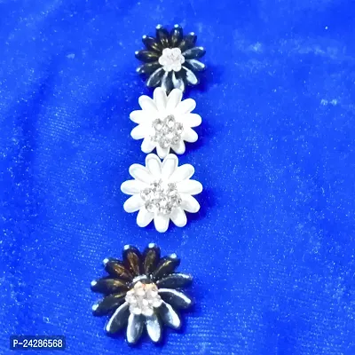 Twinkle Station-Latest  Black  White shiny Flower Stoned Stud earrings for women  girls-thumb0