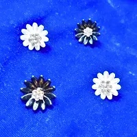 Twinkle Station-Latest  Black  White shiny Flower Stoned Stud earrings for women  girls-thumb1