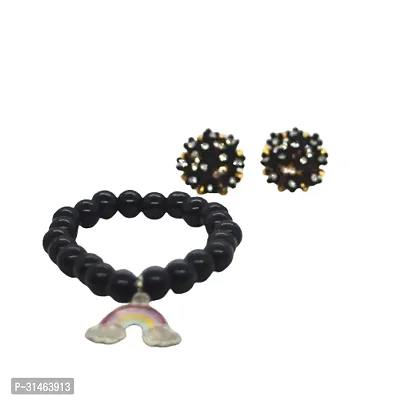 Twinkle Station- Rainbow Charm Black Bracelet  Earrings-thumb3