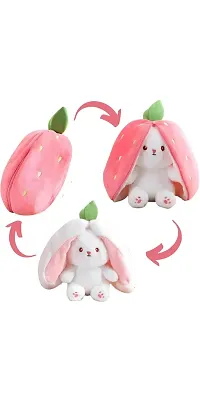 Adorable Strawberry Cute Bunny Soft Toy - 20 cm  (Pink)-thumb3